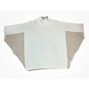 Note di Anita Wool/Cashmere Poncho Mockneck Sweater Camel/Ivory Italy Size OS